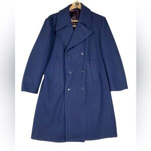 Vintage Fox Knapp wool pea coat Men's Navy Double-Breasted notched lapels heavy